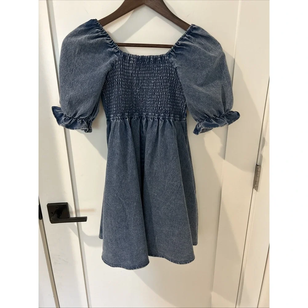 Washed Denim Short Sleeve Dress Girls Size 10 Dillards Evolutionary Summer - Picture 10 of 10